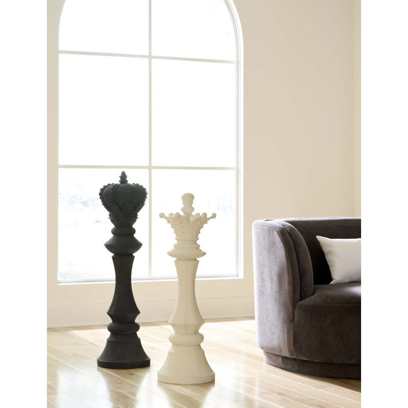 Small Cast Stone Queen Chess Sculpture, Off White
