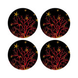Coral Reef Vegan Leather Round Pebble Placemat