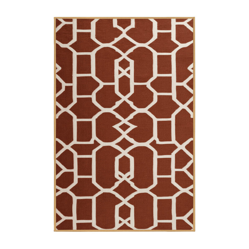 Tapis brun treillis lavable à la machine, Rectangulaire 2 pi x 3 pi