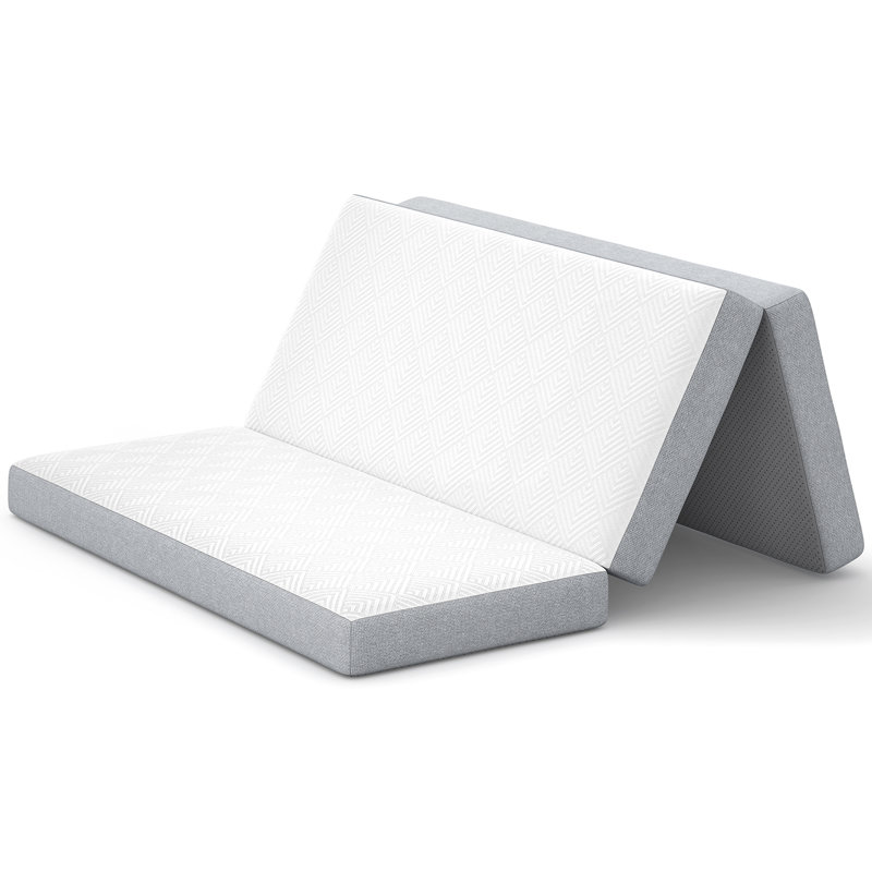 Matelas pliable en trois de 10 cm (4 po) pour lit queen, en mousse mémoire de taille moyenne., Queen