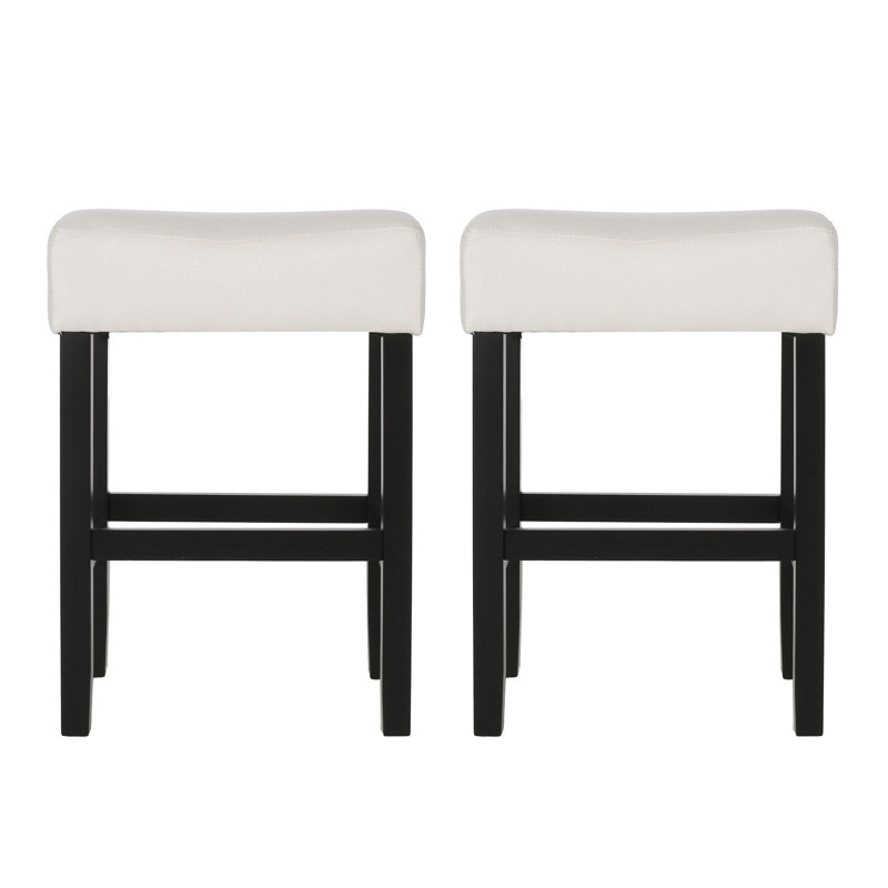  Ensemble de 2 tabourets de bar en similicuir avec siège rembourré, pieds en bois massif, design rustique moderne pour îlot de cuisine, bar ou salle à manger, beige