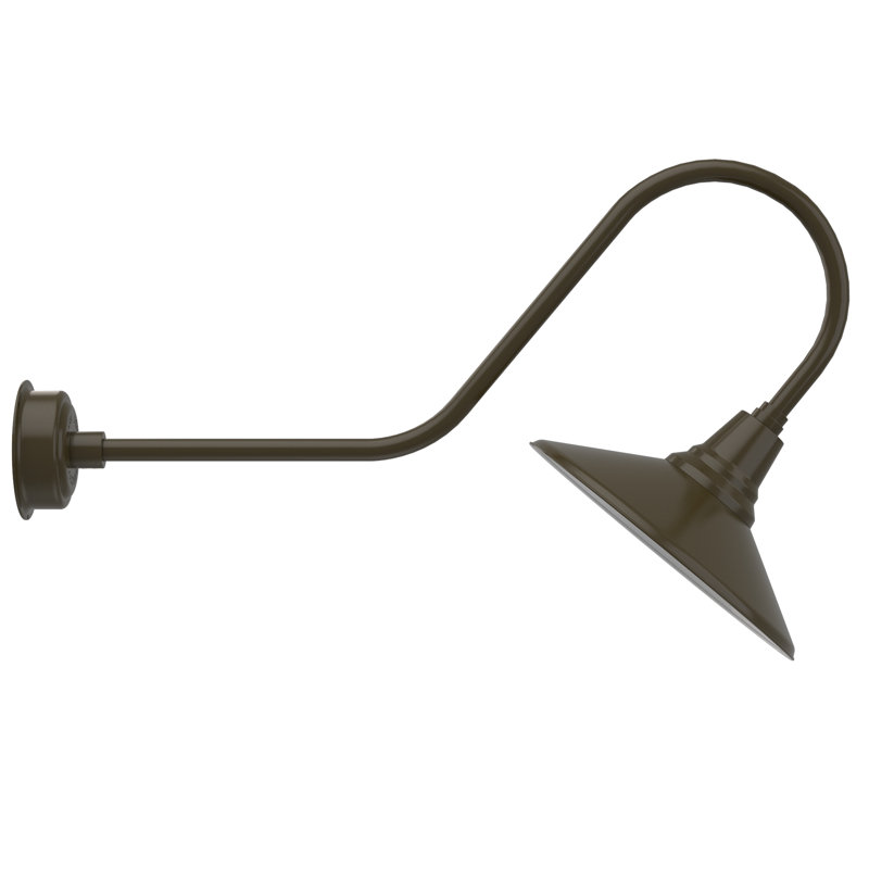 Luminaire de grange d’extérieur à del Albali, H 12 po x l 16 po x P 36 po, Bronze acajou