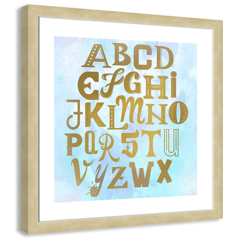 Abc Blue », impression sur papier, Encadré plat champagne, H 8 po x l 8 po x P 0,6 po