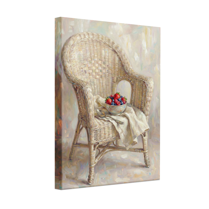 Chaise tissée Plants & Flowers avec bol à fruits et lin, H 24 po x l 16 po
