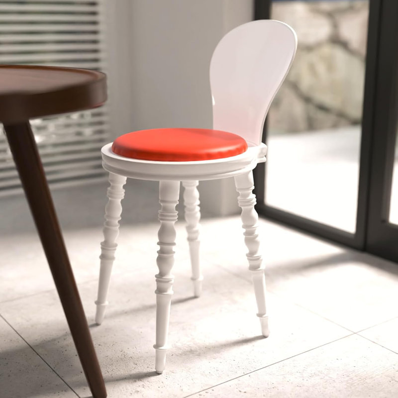 Chaise de coiffeuse Delidle, Rouge, Blanc