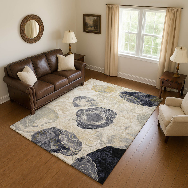 Tapis géométrique de qualité supérieure lavable à la machine Mehara AMF1686, Rectangulaire 3 pi x 5 pi