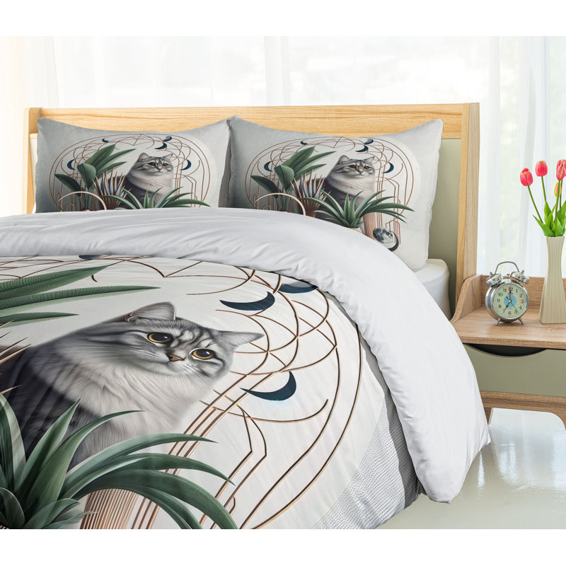 Cat Duvet Cover, California King Duvet Cover + 2 Standard Shams