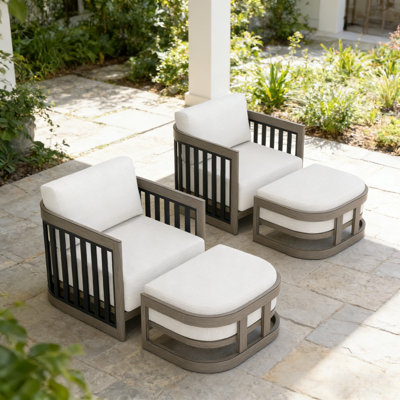 Fauteuils club avec repose-pieds et coussins Sereno