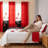 Queen Size 9-Piece Red Rose Two-Tone Bedding & Curtain Set (Queen) - Quilted Microfiber Bedspread + Sheer Drapes-117028854