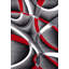 Tapis gris / ivoire / rouge à motif abstrait Cherine-23072333