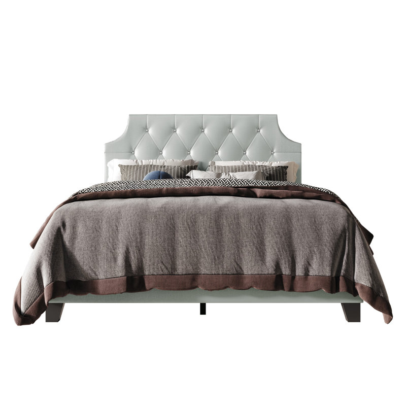 Lit plateforme en cuir Mekelle, Argent, Simple