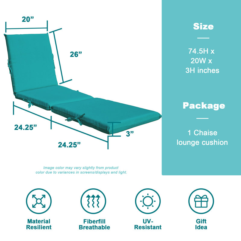 Indoor/Outdoor Patio Chaise Lounge Cushion, Green