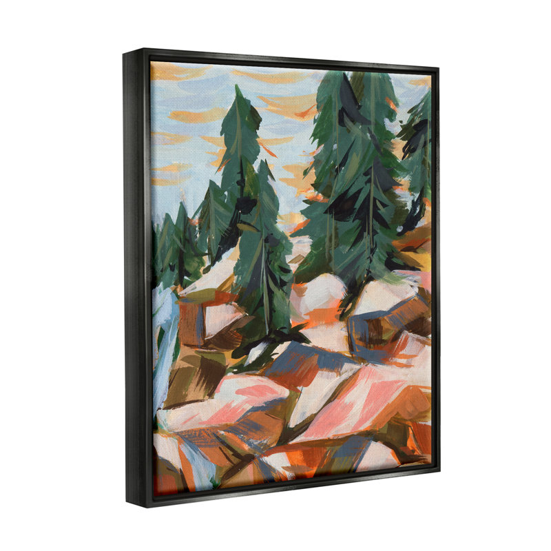 Abstrait géométrique paysage cascade, art mural sur toile flottante par Melissa Wang, H 31 po x l 25 po x P 1,7 po