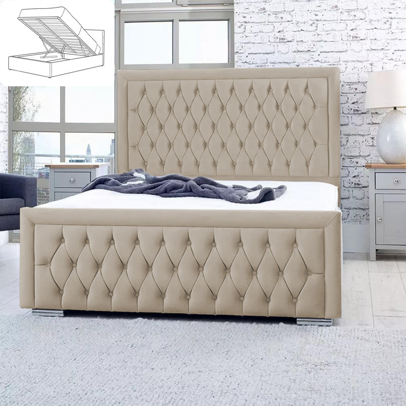 Chanoa Upholstered Ottoman Storage Bed, Light Blue, Kingsize (5')