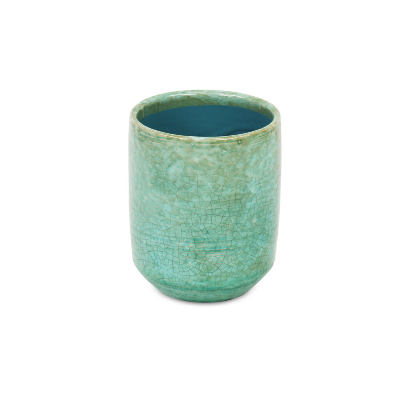 Pot à fleurs en céramique Sia, Vert, H 4,75 po x l 4 po x P 4 po