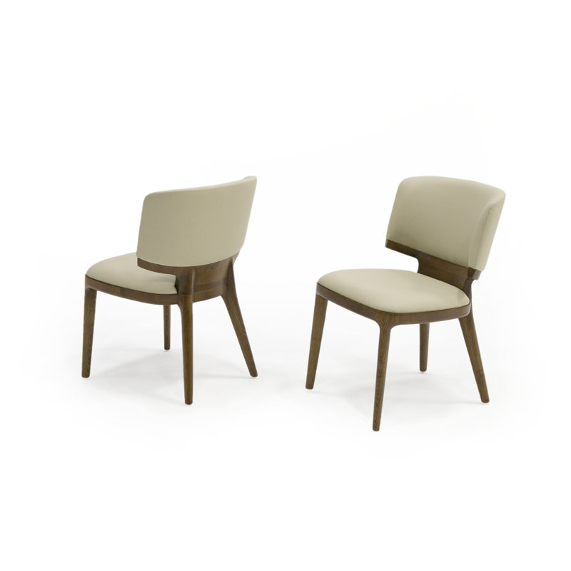 Halden - Chaise contemporaine en similicuir, Brun/crème