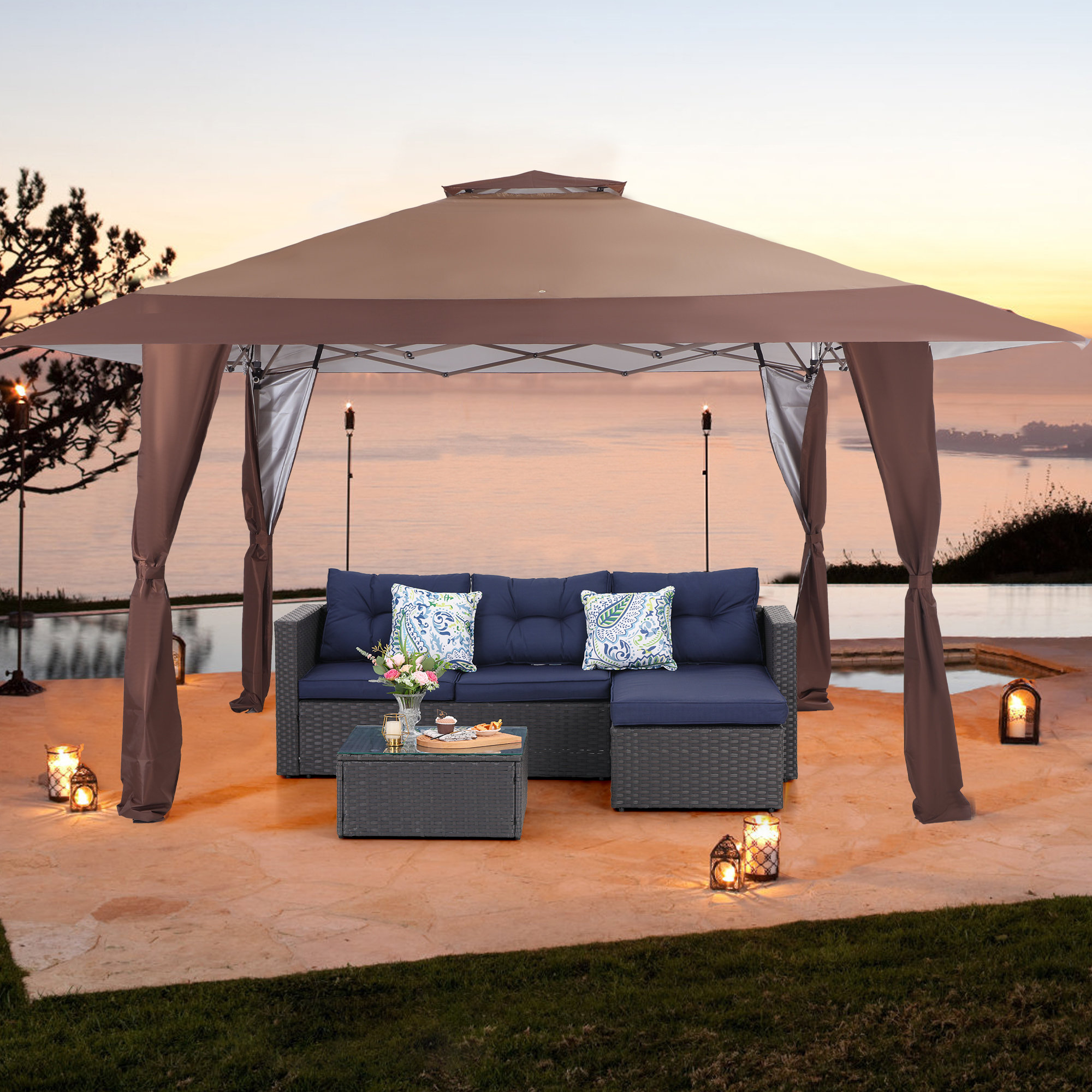 Outdoor seating with online canopy