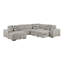 Canapé d'angle monobloc en contreplaqué et bois massif, couleur taupe, avec méridienne de rangement-251789322