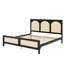 Grand lit plateforme en bois avec tête et pied de lit en rotin-471453929-471453935