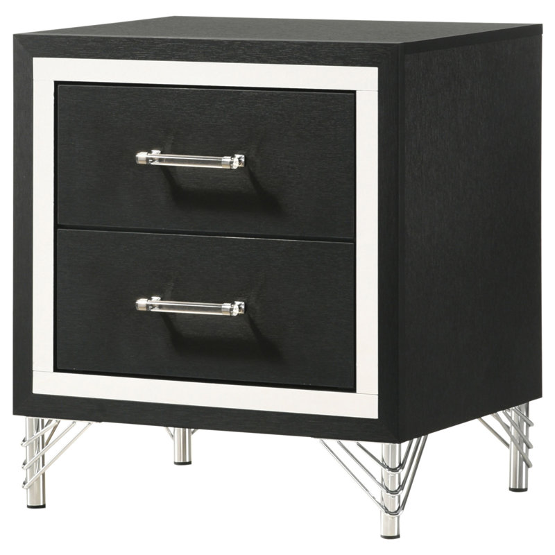 Malcolm Black 2-Drawer Nightstand Bedside Table