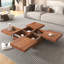 Table basse, plateau carré en placage de marbre coulissant avec rangement
