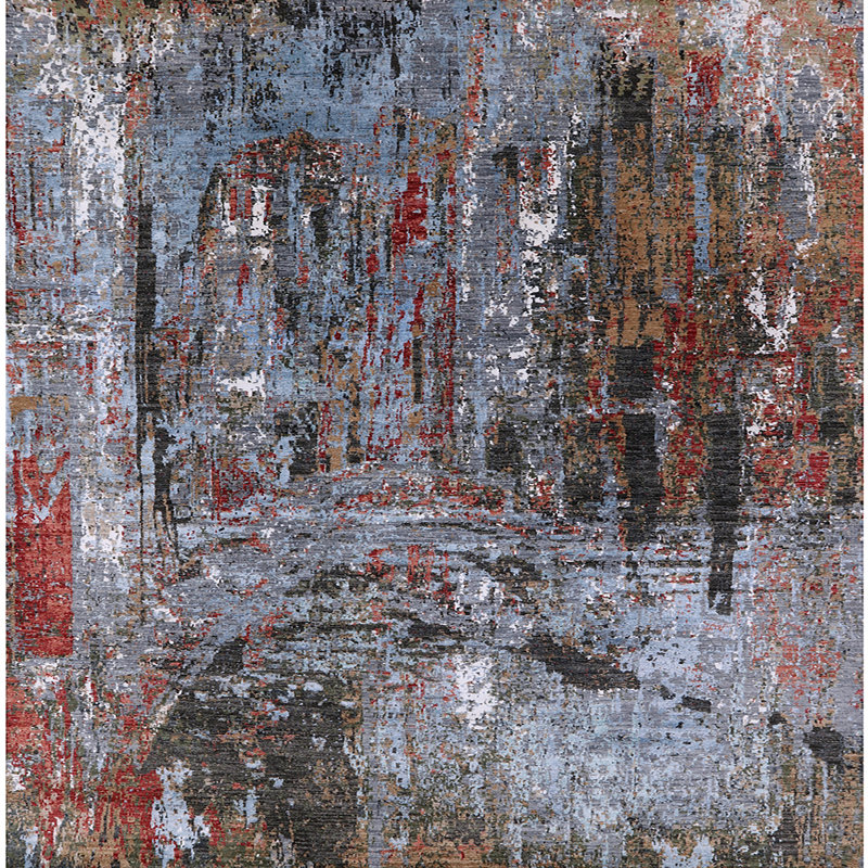 Tapis bleu / rouge / noir Braddyville, Carré 3 pi