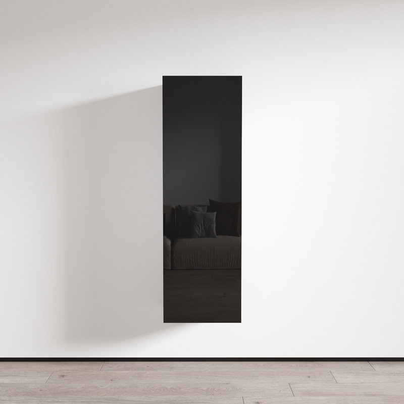 Balroop 15.75" Floating Bookcase with High Gloss Finish, Black