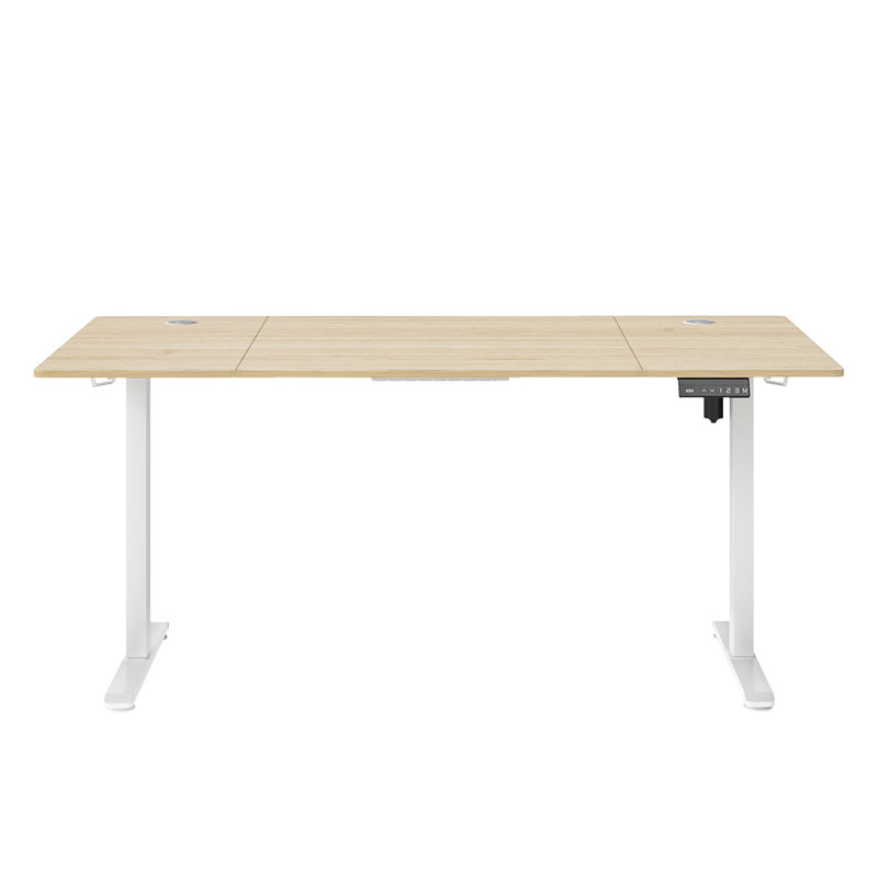Adjustable Metal Base Standing Desk, Natural, White