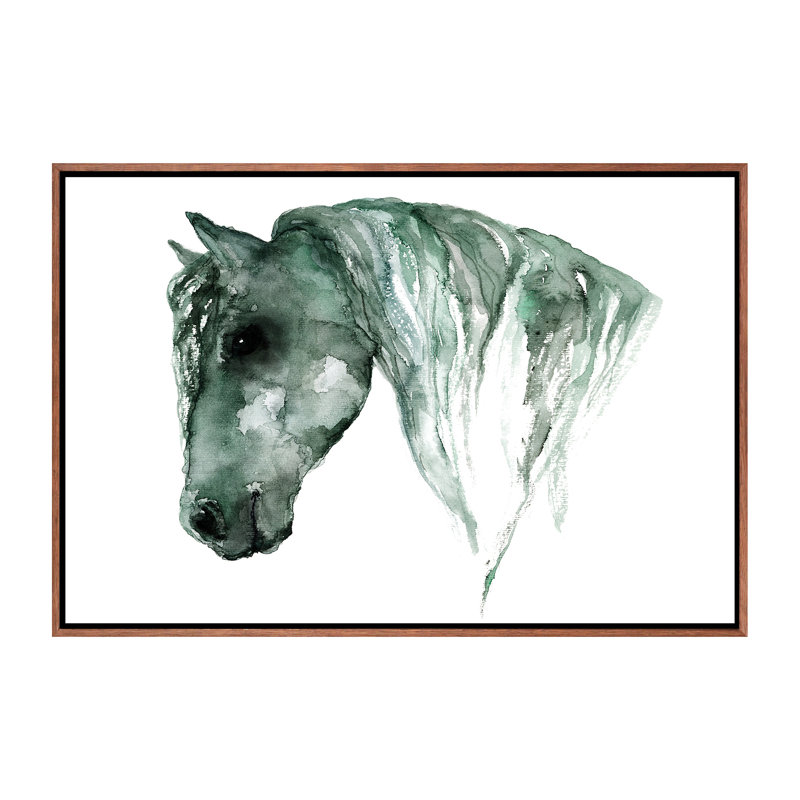 Art du cheval, H 40 po x l 60 po x P 1,5 po, Toile avec cadre en bois brun