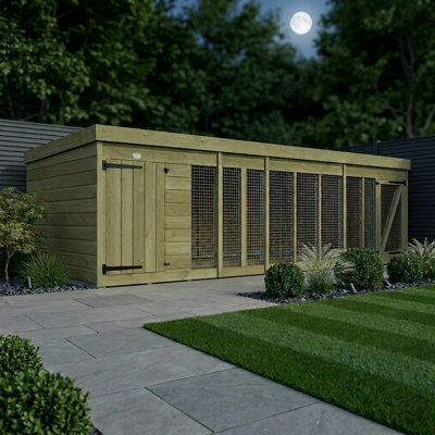 Total Sheds 14ft x 6ft Dog Run Short - Outdoor Dog Kennel - Pressure Treated Timber - UK Manufactured