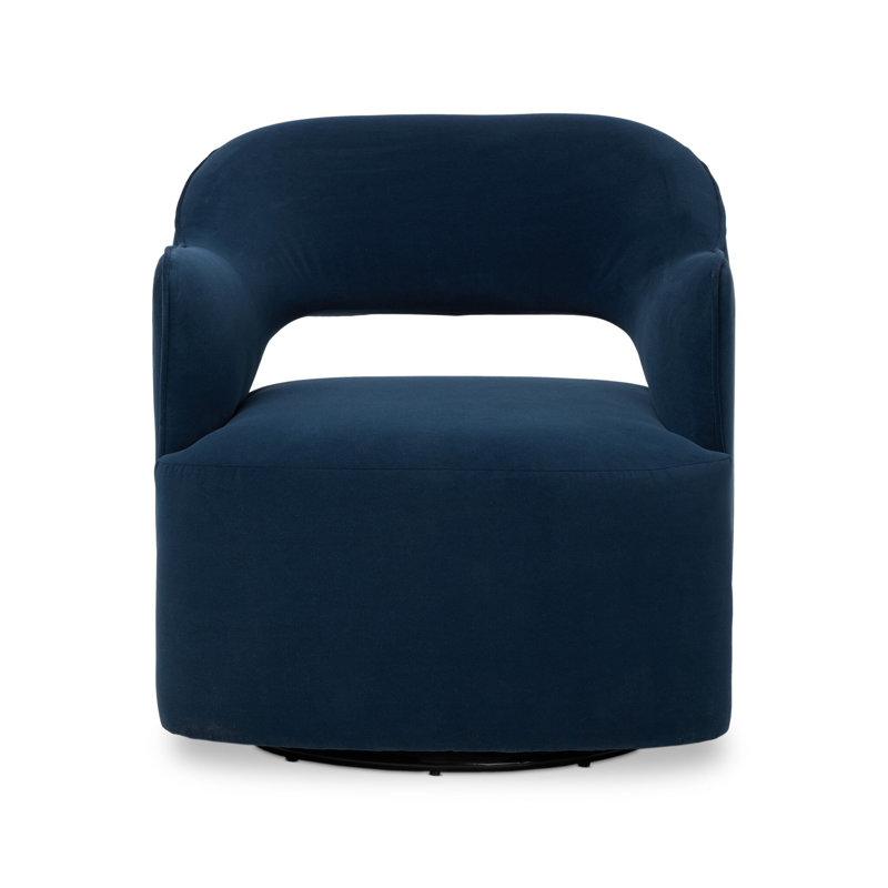 BLYTHE Swivel Armchair, Crypton Henry Navy Polyester