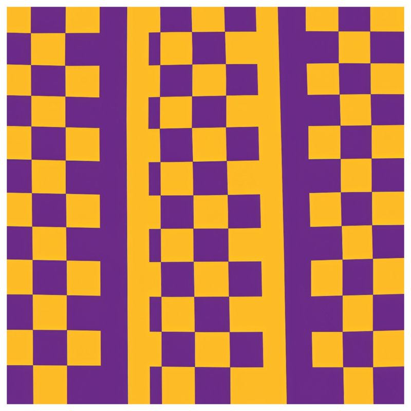 Purple Yellow Checkered Double Sided Throw Pillows, 14 x 14 inches