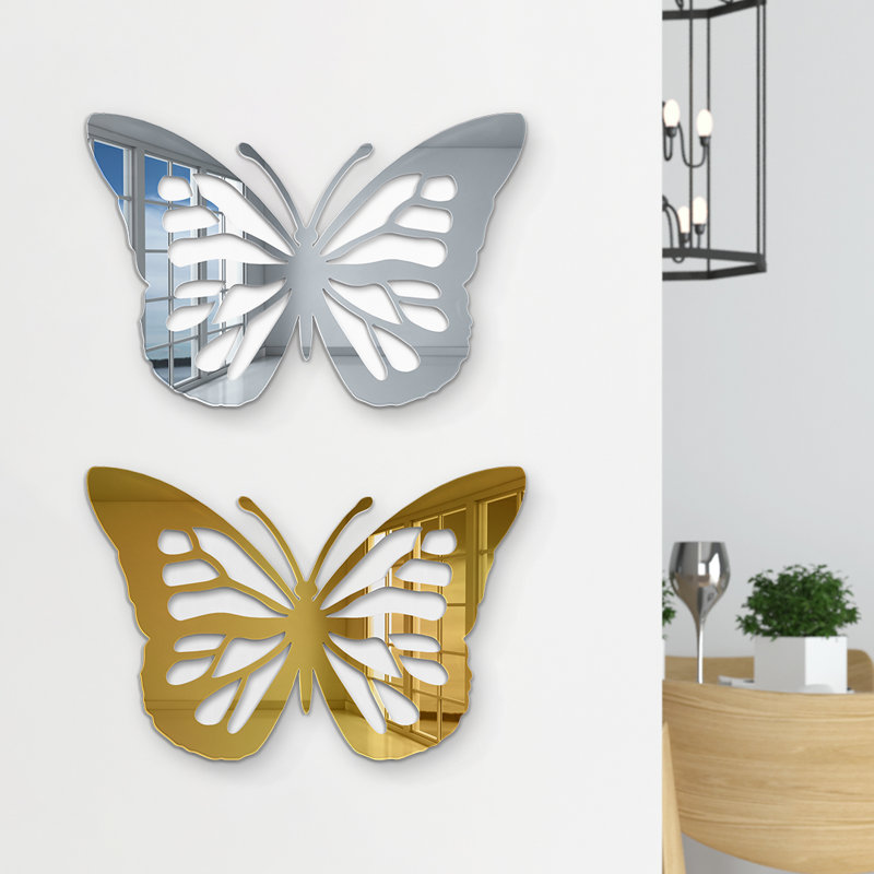 Butterfly Silhouette Acrylic Wall Decor, Gold Mirror