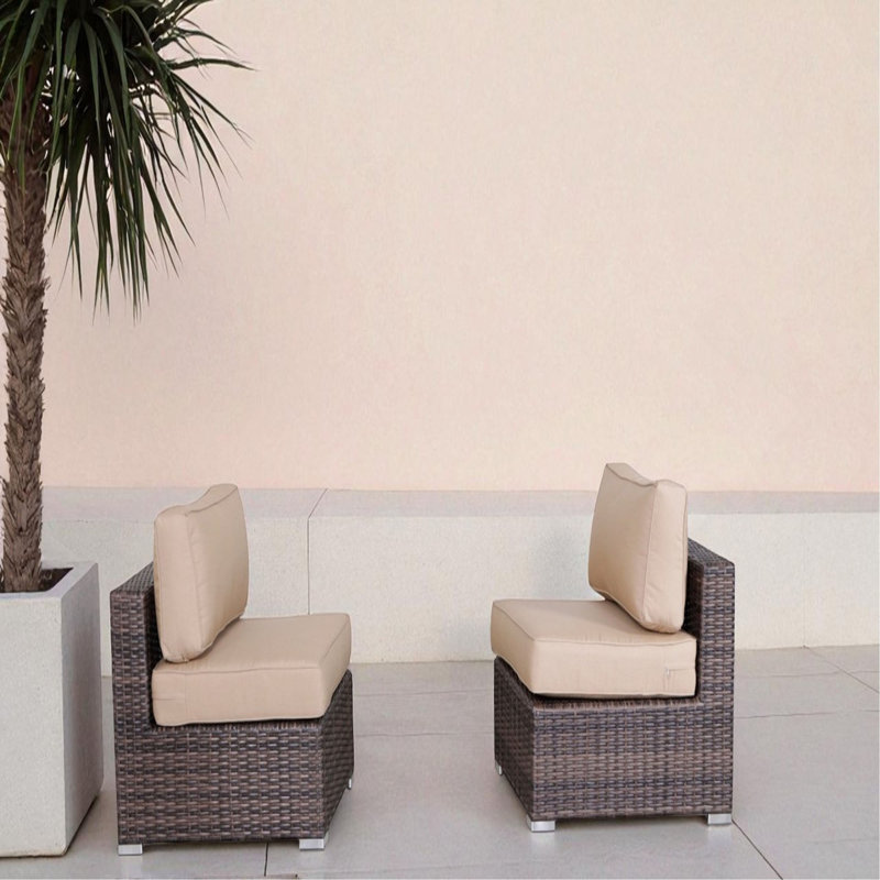 Ensemble de 2 chaises d'extérieur sans accoudoirs de 28 po de large avec coussins (ensemble de 2)