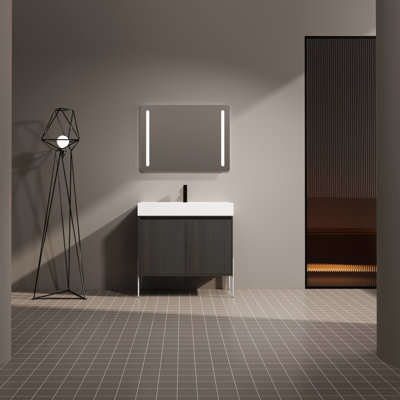 36" Freestanding Bathroom Vanity With Resin Sink, Storage Cabinet With Soft Closed Doors (KD-Package), Bathroom Vanity