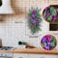 2 pièces couronne de printemps pour porte d'entrée, guirlande de printemps en forme de goutte, guirlande de fleurs de tulipe lavande artificielle avec feuilles vertes, couronne de guirlande florale artificielle pour décoration murale de fenêtre
