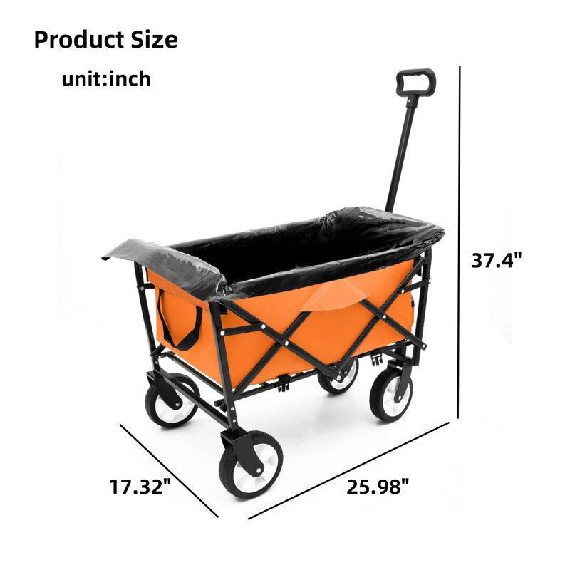 Chariot de plage pliable polyvalent 3 pièces, Orange