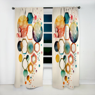 Baumeister - Hexagone et circulaire abstrait V - Rideau abstrait - Velours obscurcissant - 1 panneau