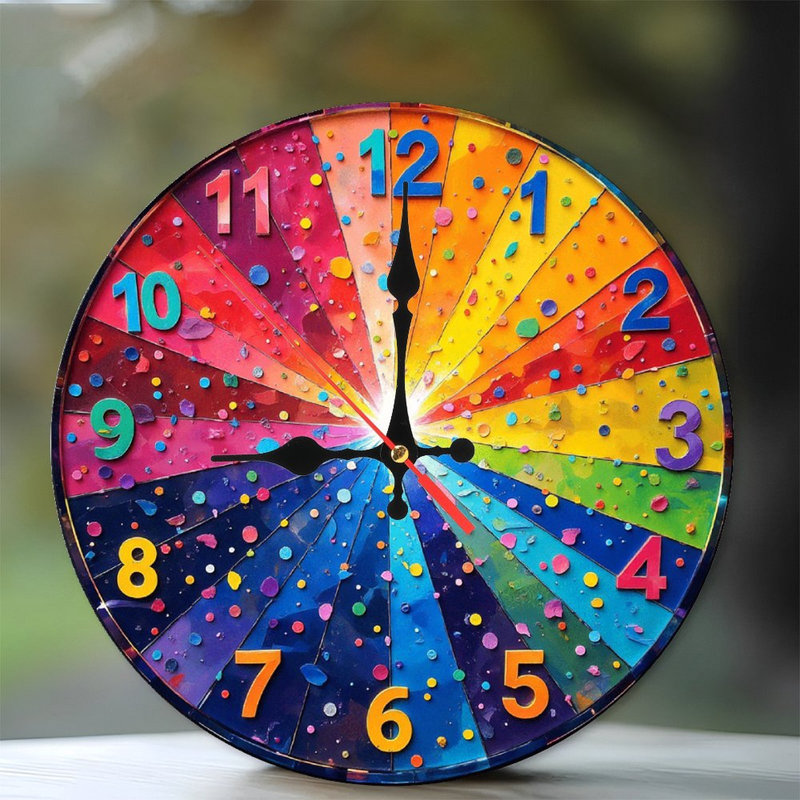 Horloge murale arc-en-ciel en résine