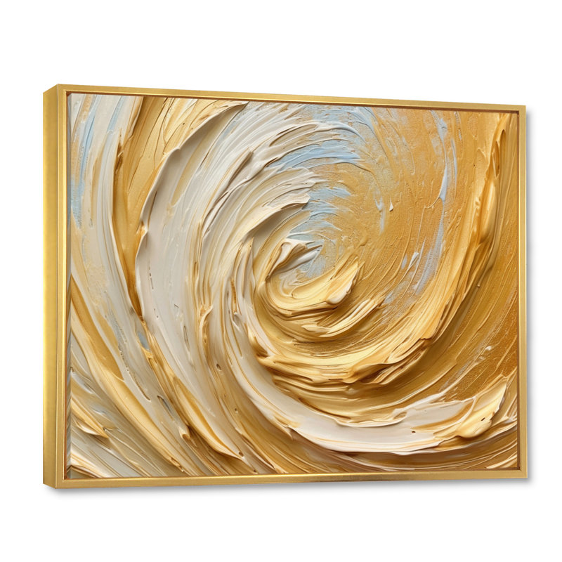 «Gold Cream Infinite Swirls II - Abstract Spirals», reproduction d'art sur toile, H 16 po x l 32 po x P 1 po