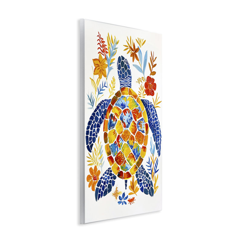 Art mural tortue à motif nautique par Ramona Murdock, H 19 po x l 13 po
