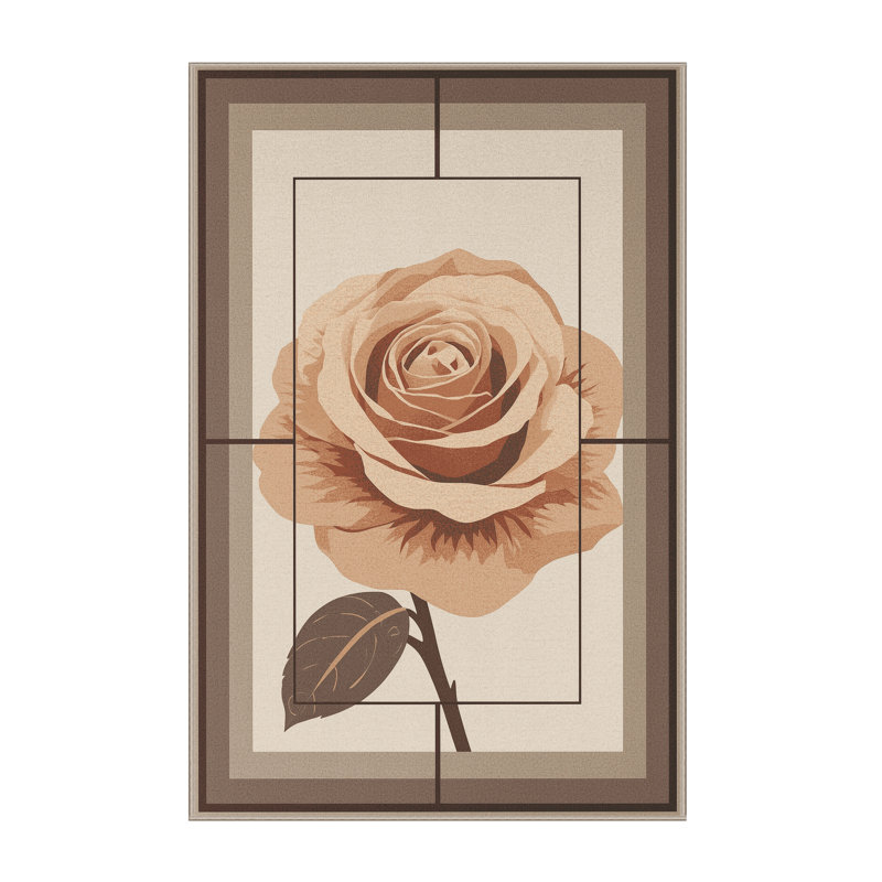Soft Plush Farner Valentines Modern & Contemporary Abstract Area Rug in Beige – Beige Binding, 7x9