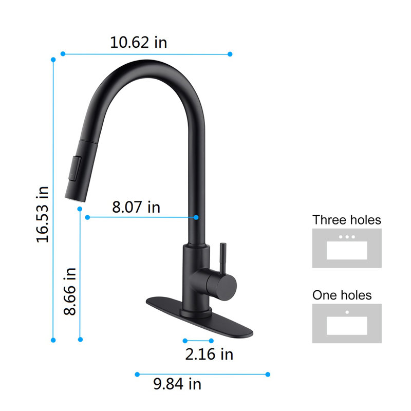 Naiyafly Pull Out Touch Kitchen Faucet, Matte Black