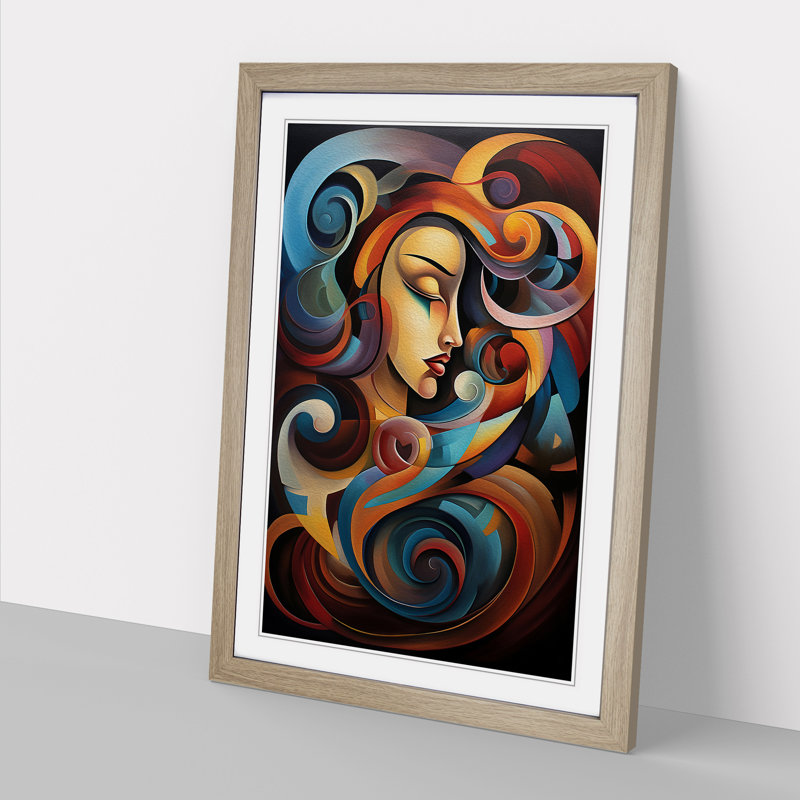 Aquarius Zodiac Abstract - Framed Print, 34cm H x 25cm W x 2cm D, Oak Framed
