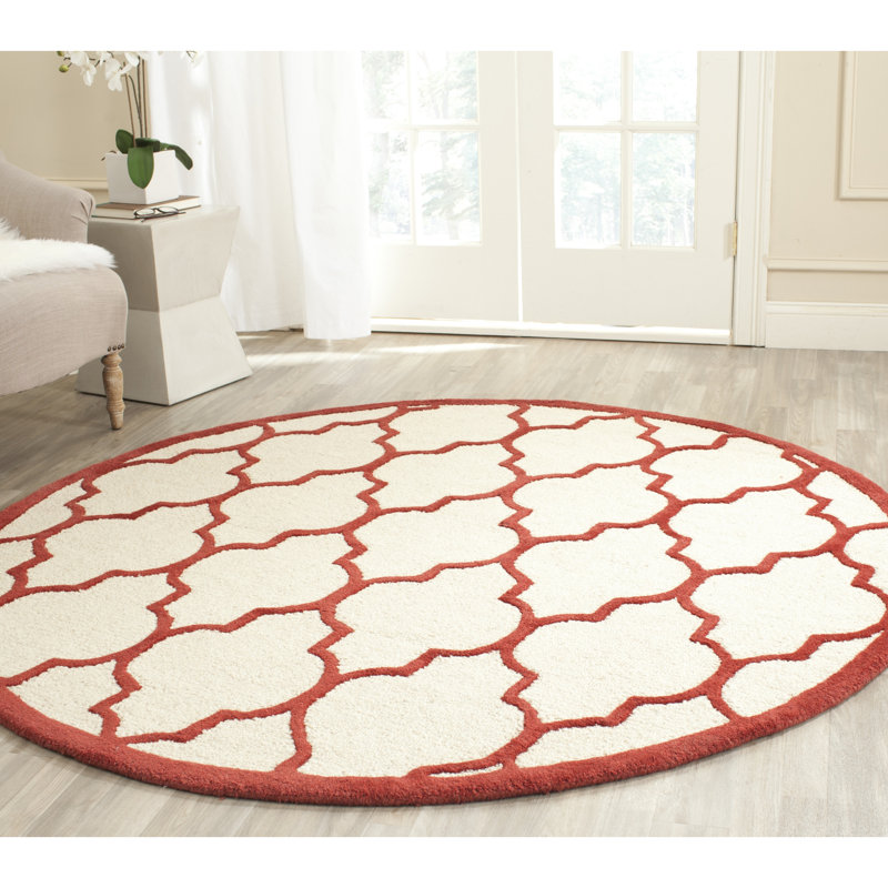 Martins Hand Tufted Wool Geometric Rug, Round 6'