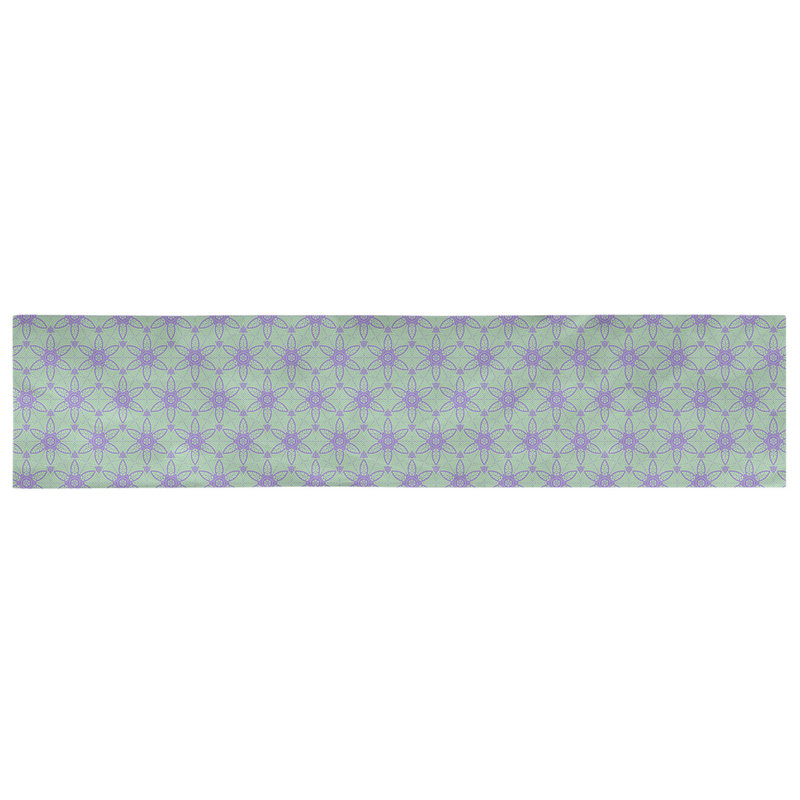 Chemin de table orné Mcguigan, 72 po x 16 po, Vert / Mauve