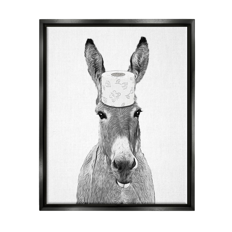 Impression sur toile «Donkey» par Annalisa Latella, Cadre flottant noir de jais, H 21 po x l 17 po x P 1,7 po