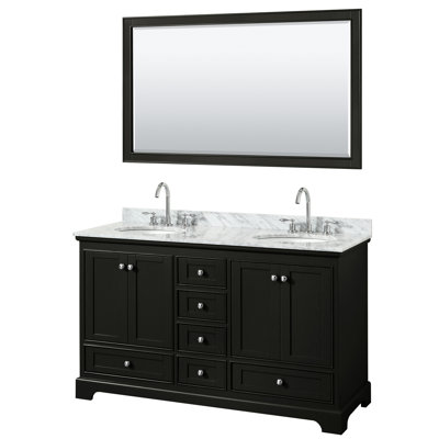 Ensemble de meuble-lavabo double 60 "avec miroir Deborah