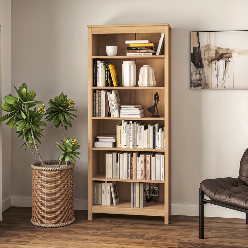Bibliothèque en bois massif de style Shaker classique, (6 tablettes) H 72 po x l 30 po x P 13,25 po, Chêne clair