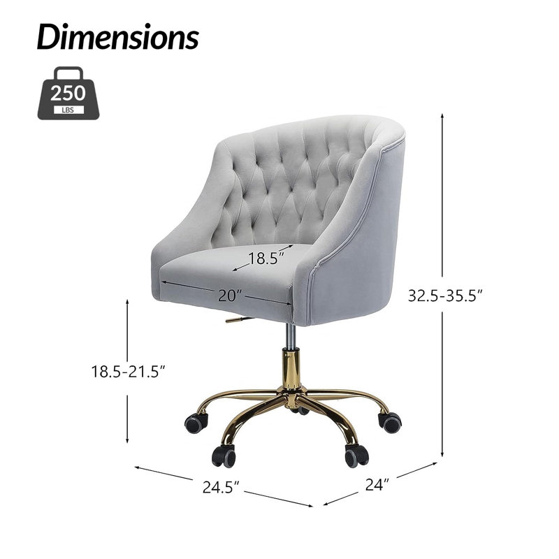 Chaise de travail Concetta, Gris